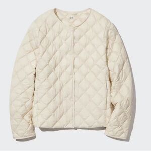 Uniqlo cream winter white puffer short jacket coat